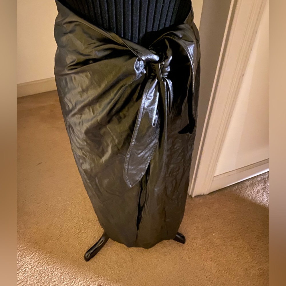 Faux Leather Black Wrap Skirt